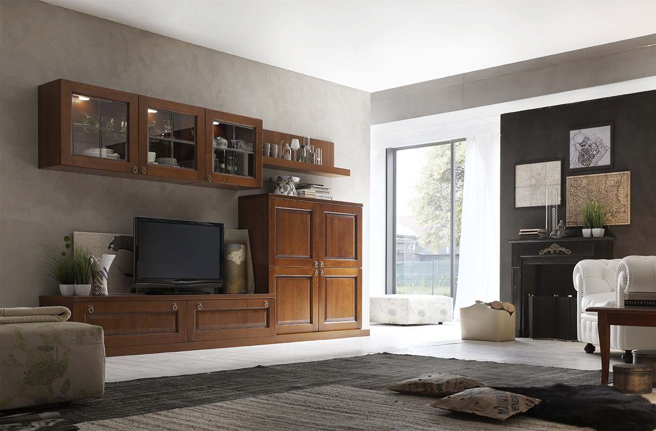 Parete attrezzata soggiorno stile classico: da cascina a casa chic ...